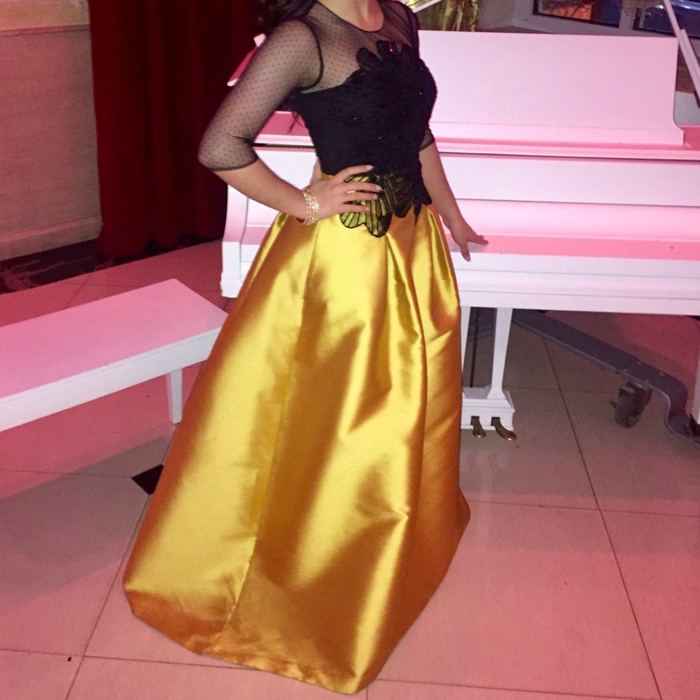 Sachin & Babi Noir Black & Yellow Ballgown